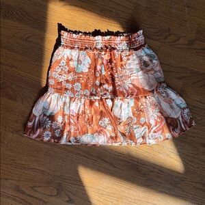 Ryegrass Floral Boho Skirt in Copper size S